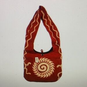 Shop Therapy Boho Hippie Handbag Heavy Cotton‎ Knit Red Nepal Graphic Print New